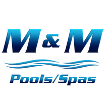 Logo for M & M Pools/Spas: Blue