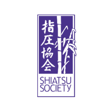 the shiatsu society logo is purple and has bamboo in it