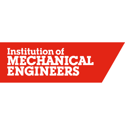 a red and white logo for the institution of mechanical engineers