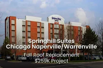 SpringHill Suites Chicago hotel building with text:
