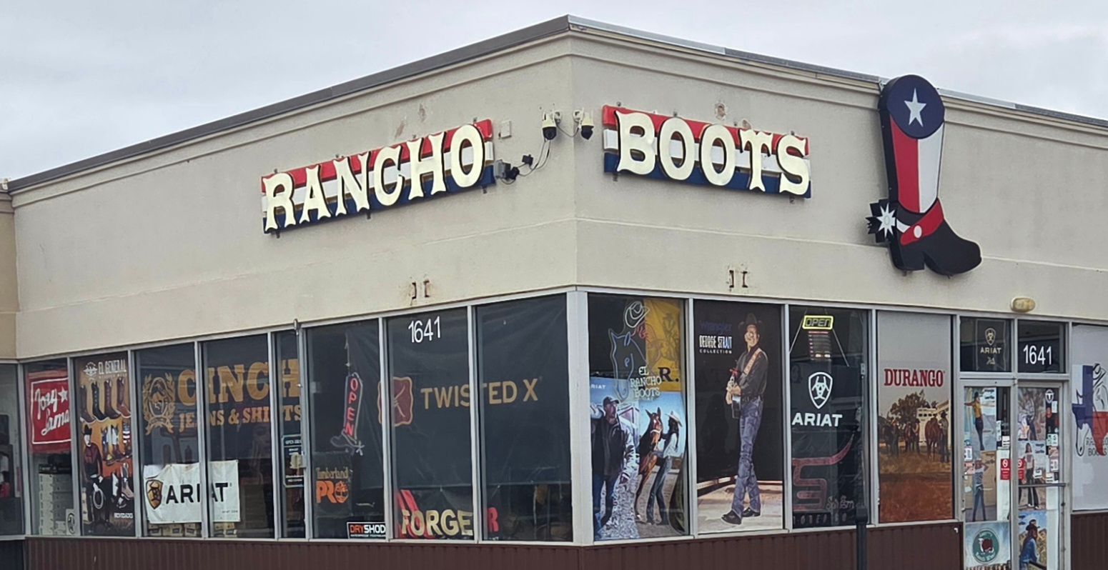 Western wear store storefront with 