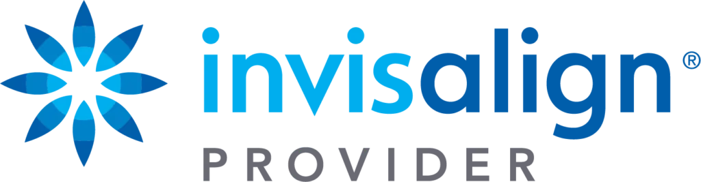Invisalign logo with a blue flower and text 
