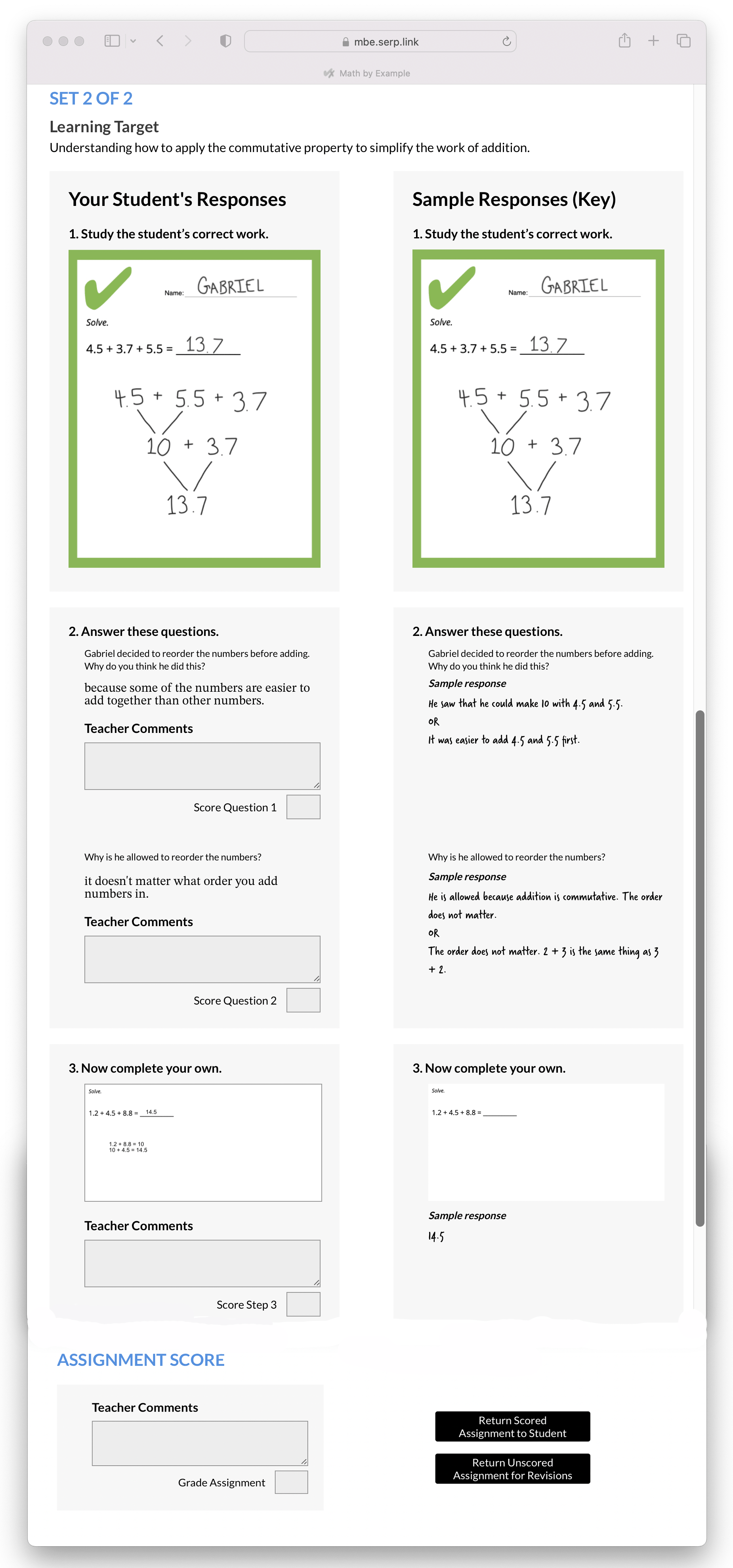 Screen shot: MathByExample Web App