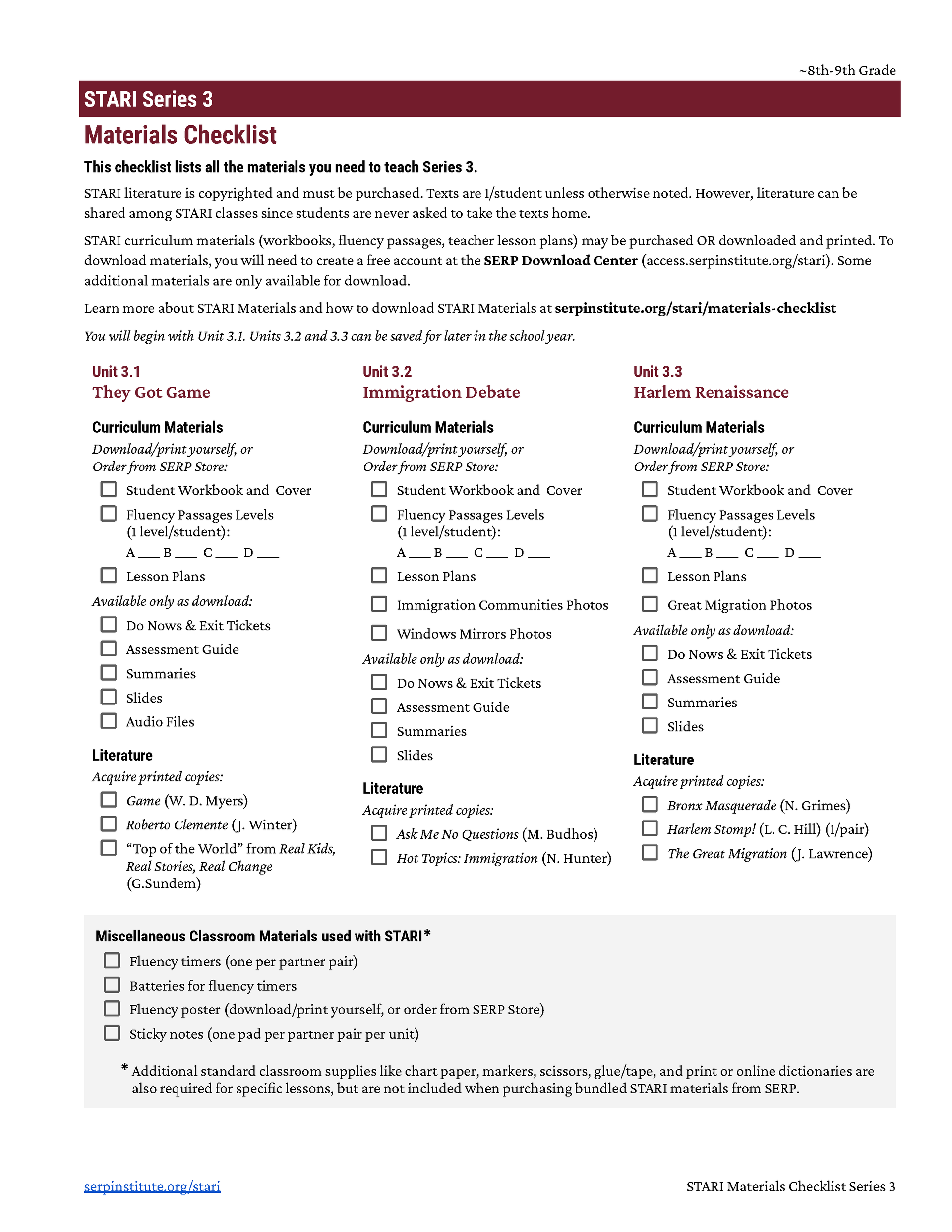 Checklist for volume 4 of the journal, with columns for reviewer's initials, and reviewer's notes.