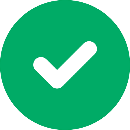 White check mark inside a green circle.