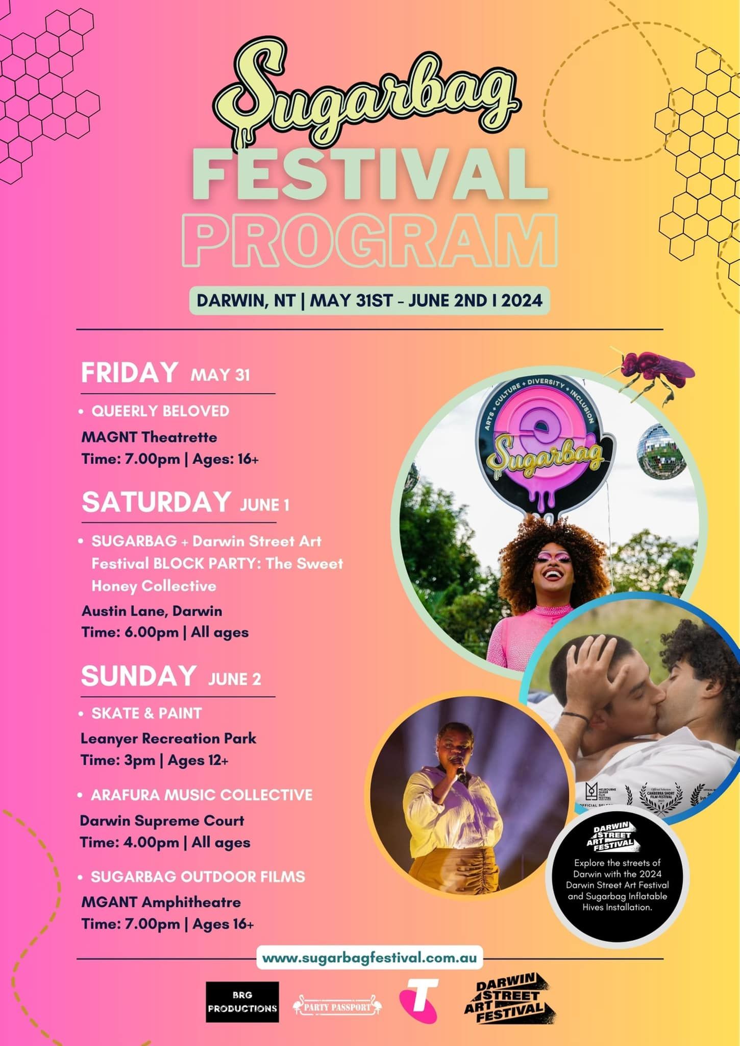 A poster for a festival that takes place on friday saturday and sunday