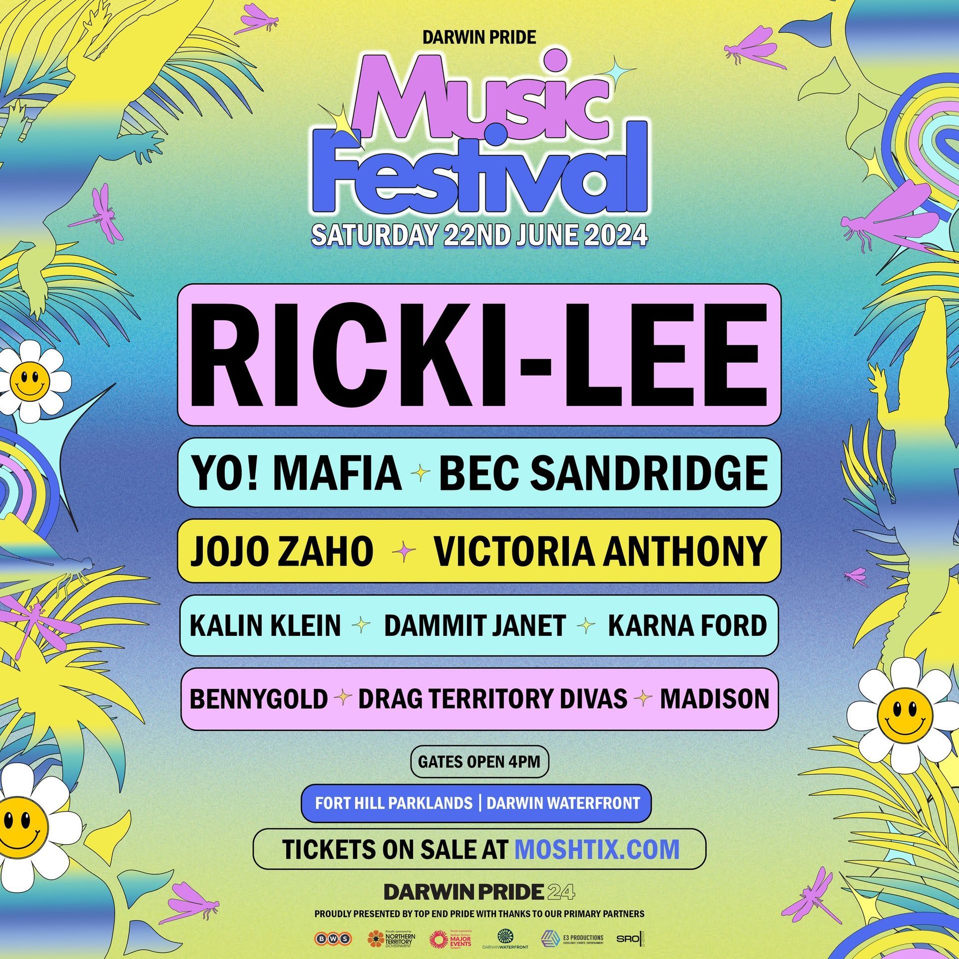A poster for the music festival featuring ricki lee