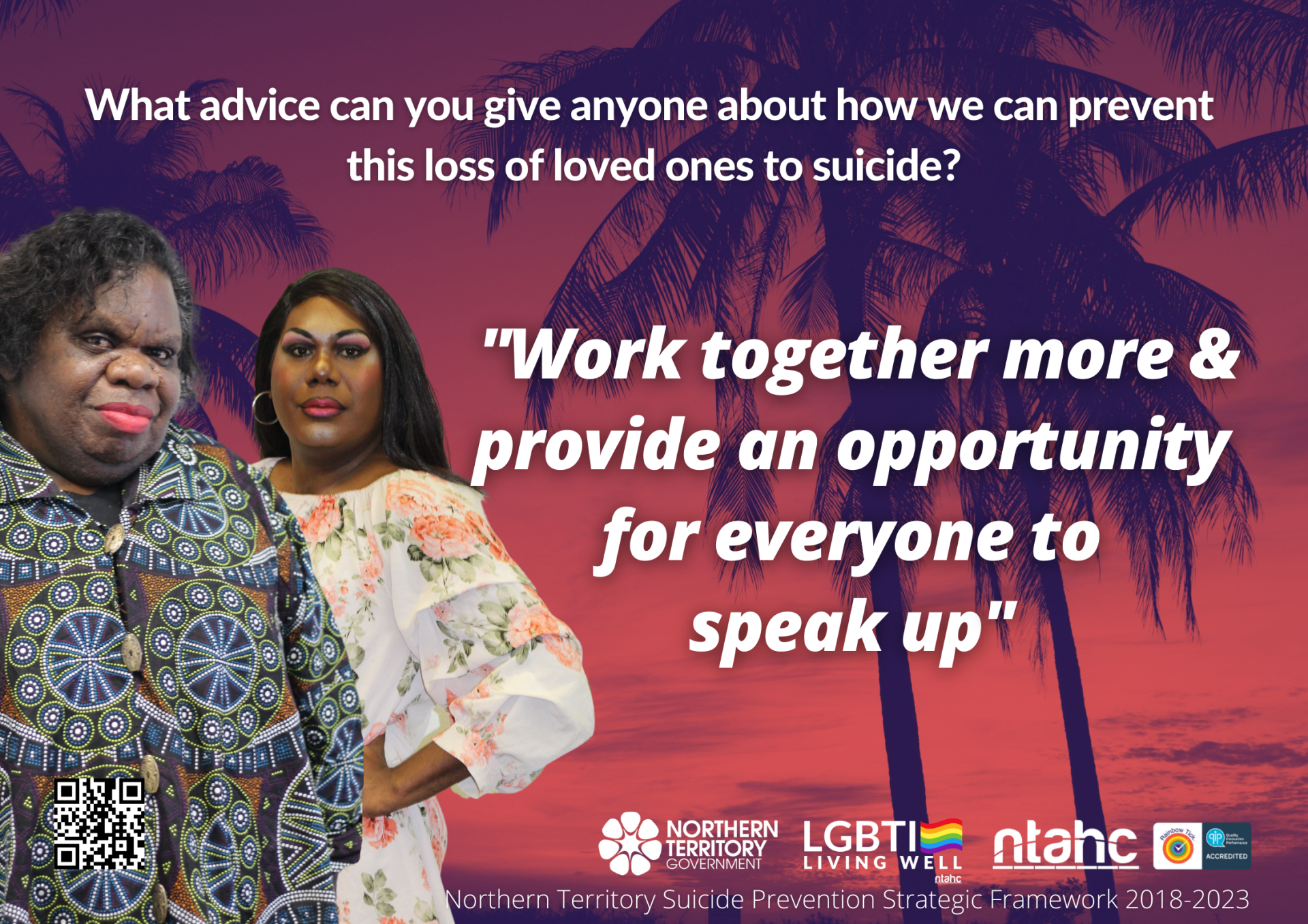 A poster that says work together more and provide an opportunity for everyone to speak up