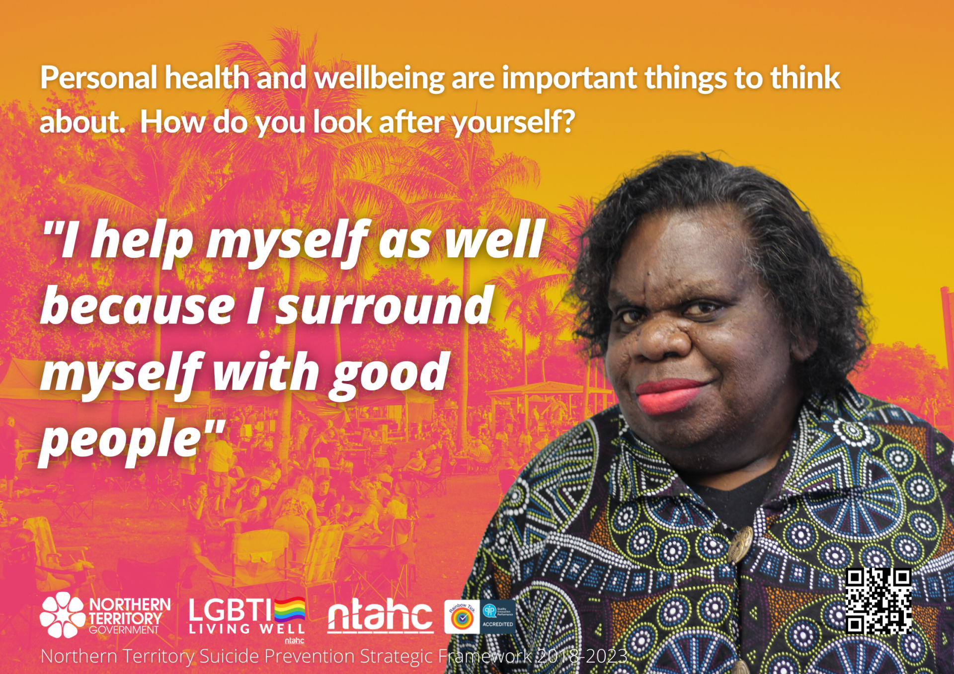 A woman is talking about personal health and wellbeing