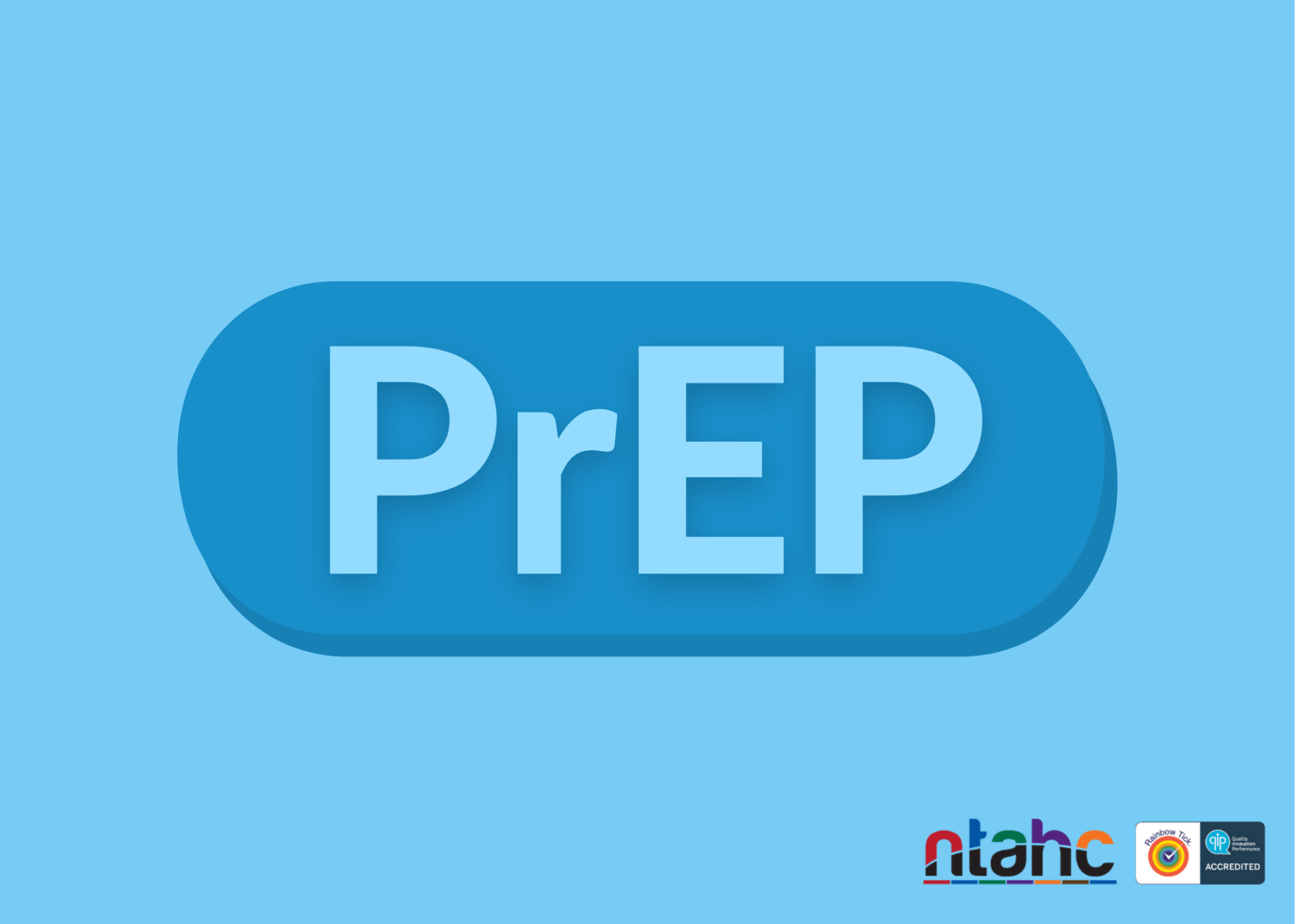 A blue button with the word prep written on it