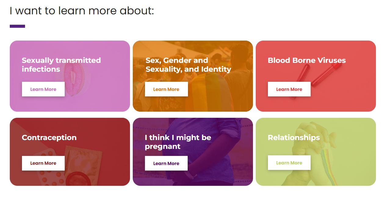 A screenshot of a website that says i want to learn more about