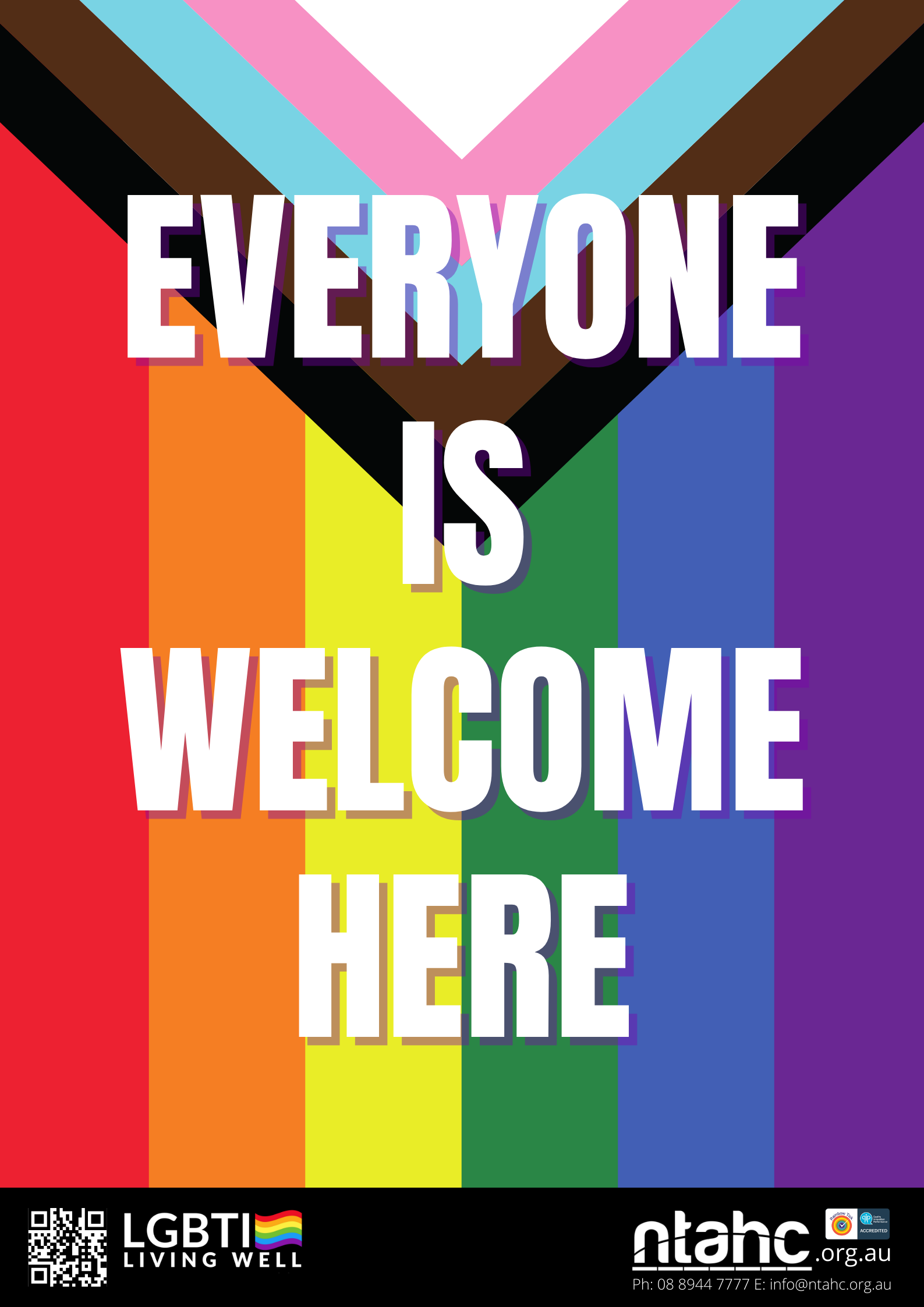 A poster that says everyone is welcome here