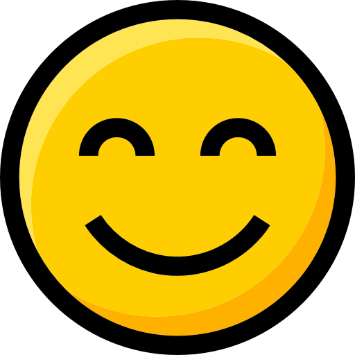 A yellow smiley face with black eyes and a smile on it.