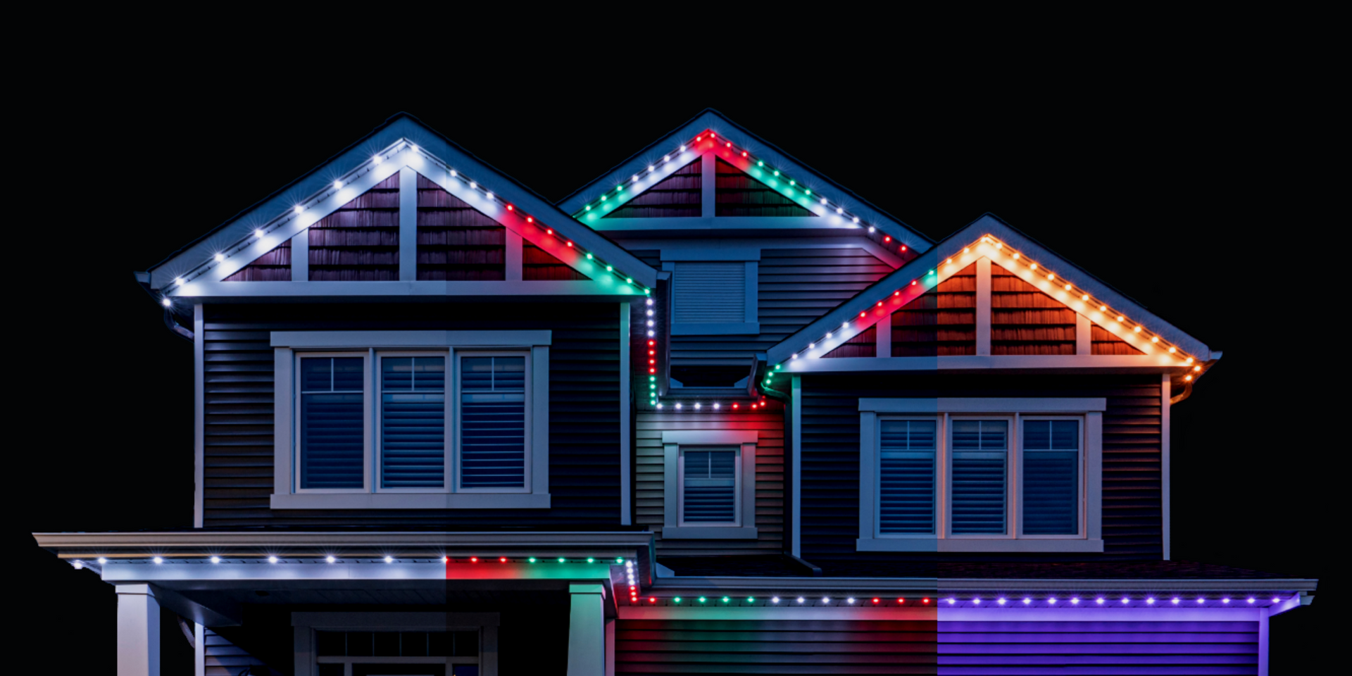 Permanent Holiday/accent lighting on steps exterior of home. St.Lawrence Luxury Lighting powered by Celebright.