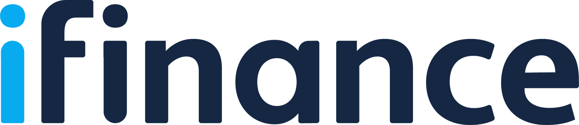 Logo of iFinance, blue and dark blue text. The 