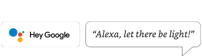 A speech bubble that says `` alexa , let there be light ''