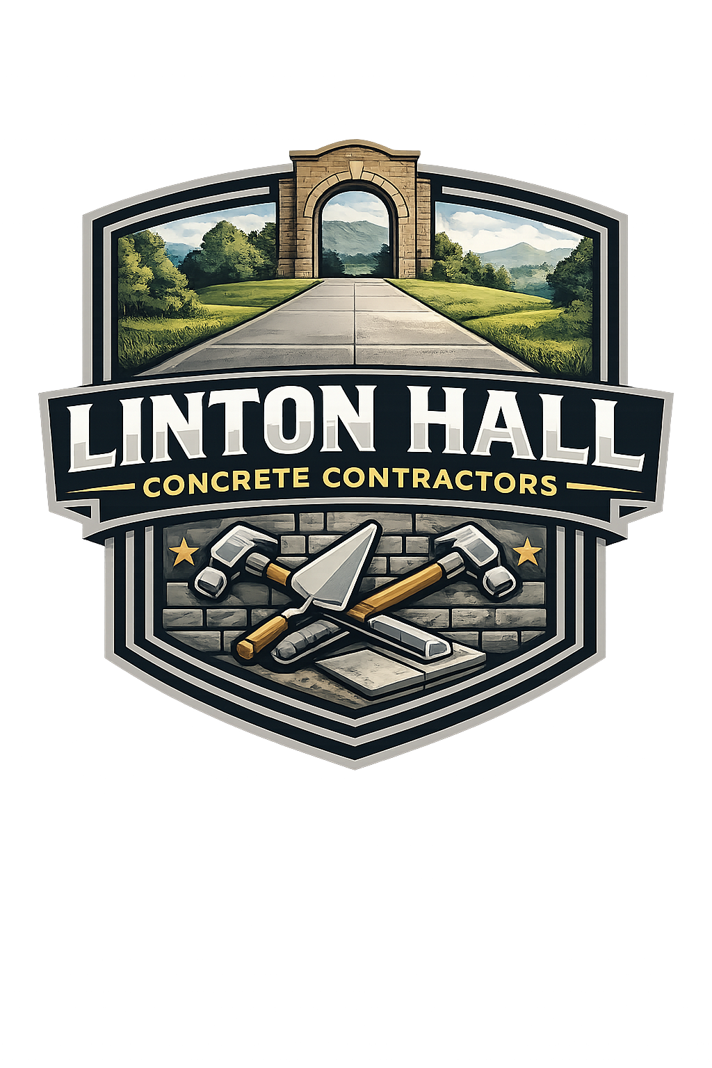 Linton Hall Concrete Logo