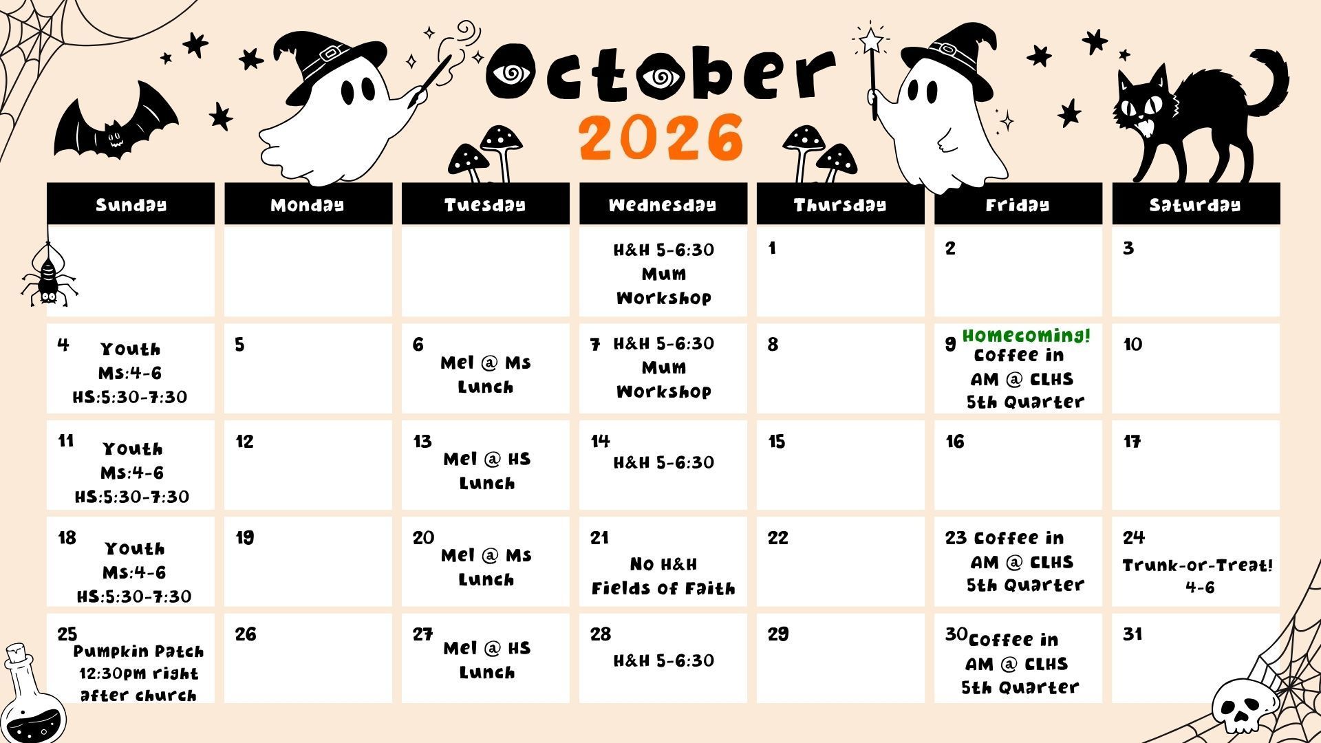 Northshore-umc Youth Calendar