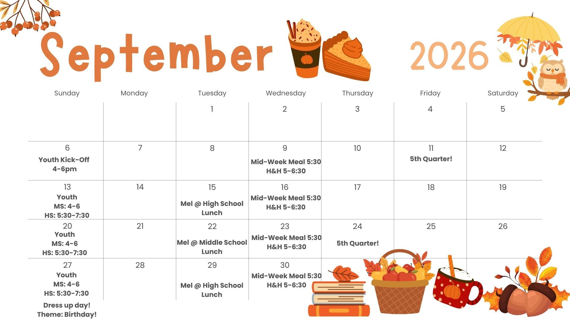 Northshore-umc Youth Calendar
