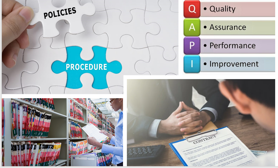 A person is holding a piece of a puzzle that says procedure