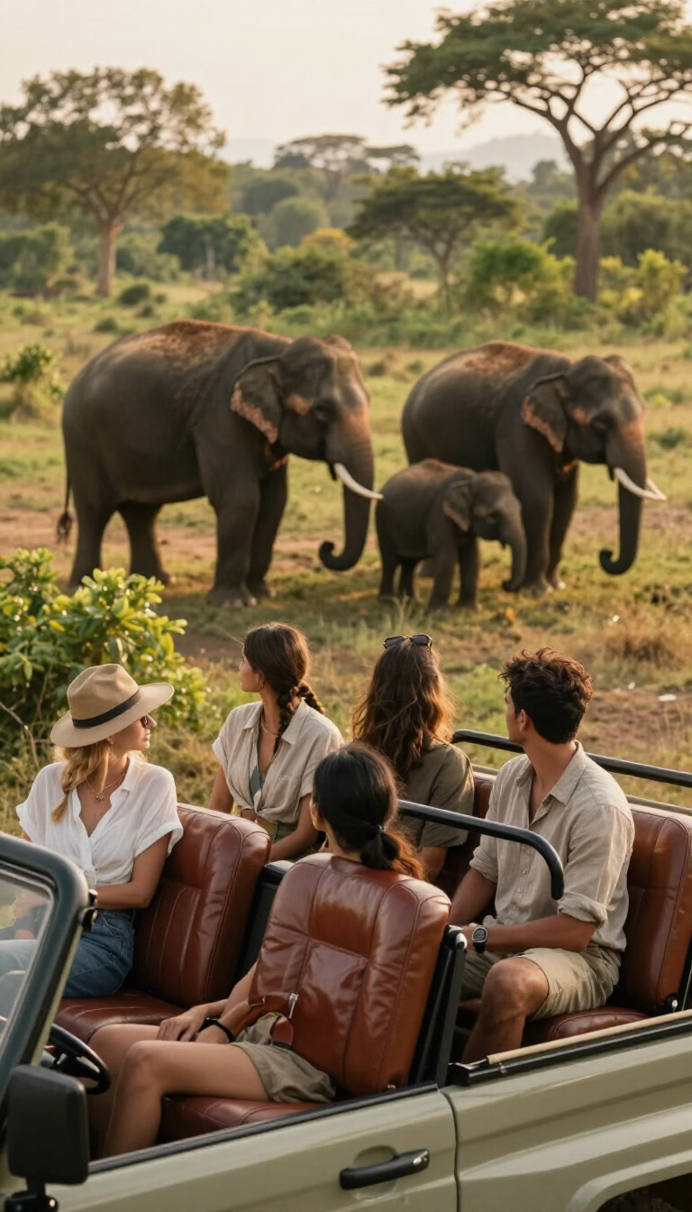 Group-of-friends-on-a-private-wildlife-safari-in-Sri-Lanka