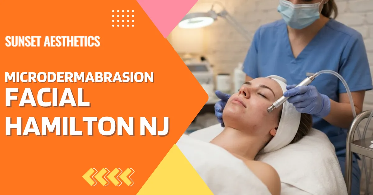Microneedling facial treatment at Sunset Aesthetics in Hamilton, NJ, with clinician treating a patient