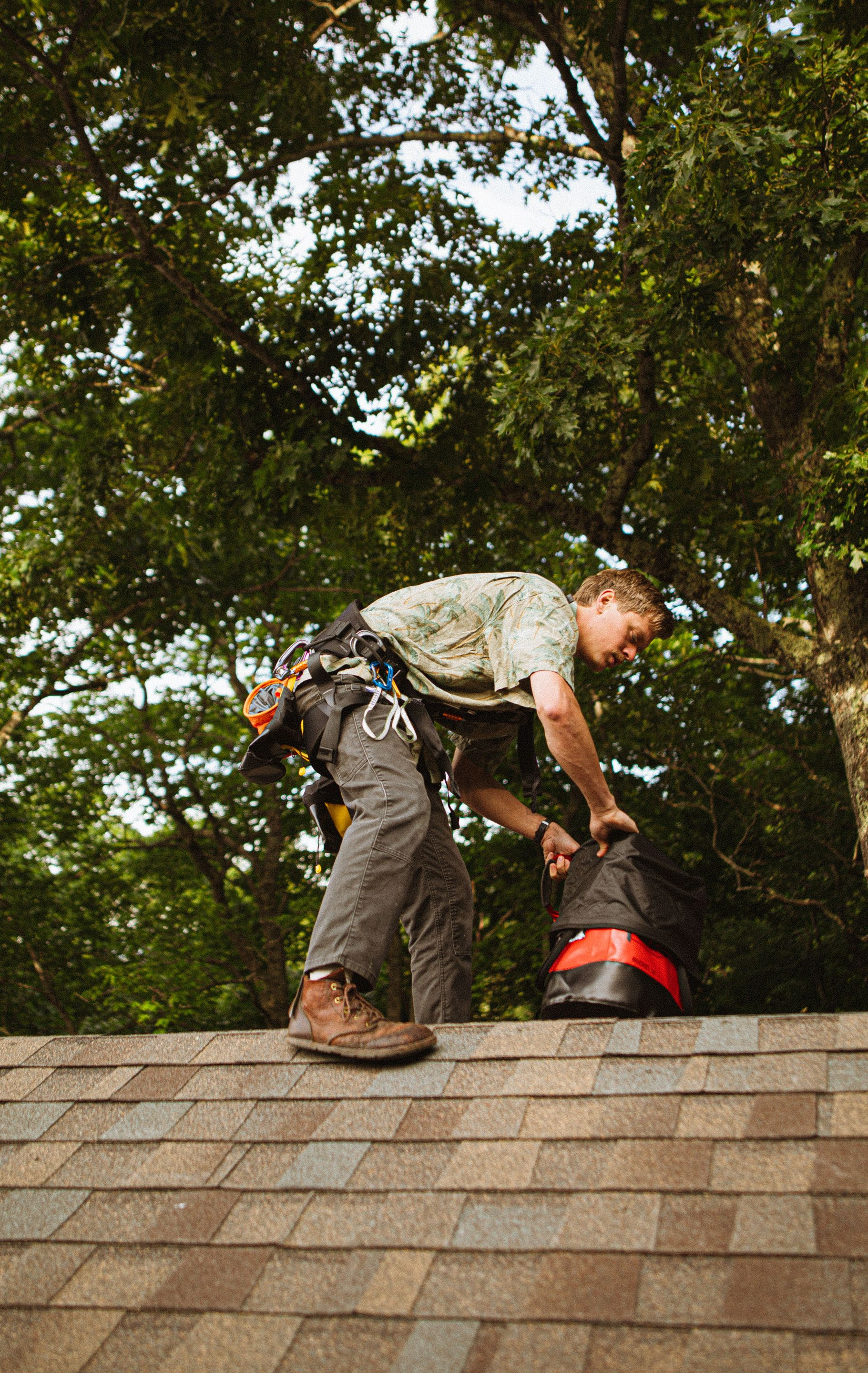 man on a roof