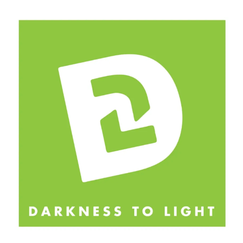A green square with a white letter d and the words darkness to light