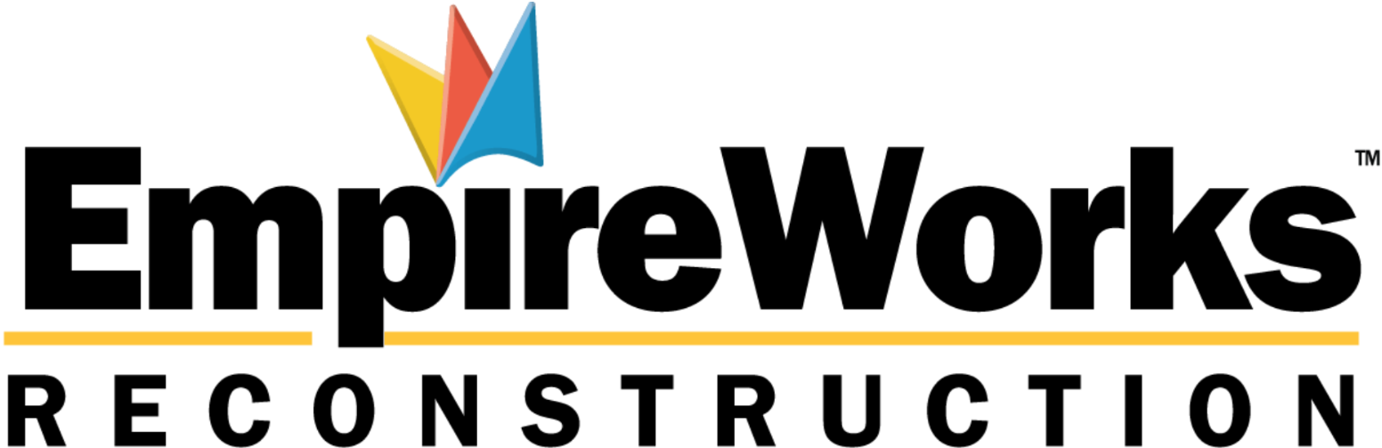 The logo for empire works reconstruction is a colorful logo on a white background.