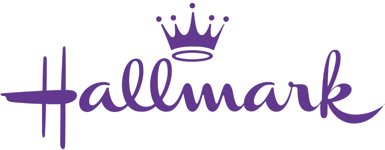 Hallmark logo in purple script with a crown above the wordmark