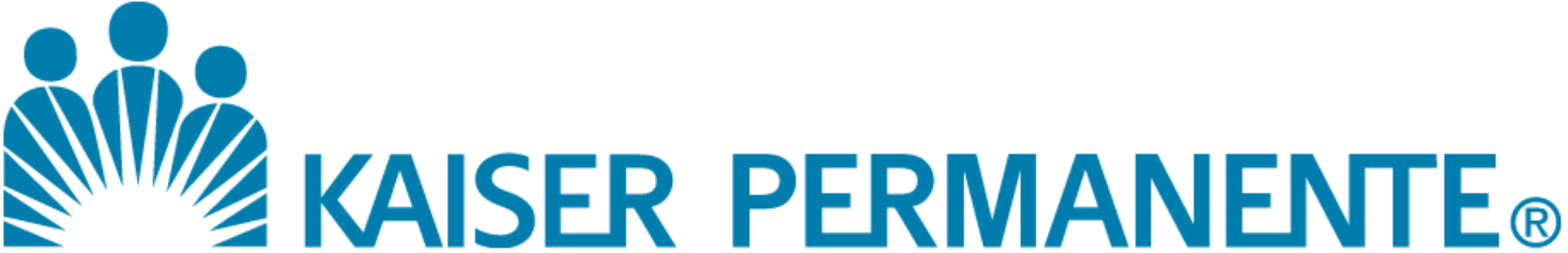 Kaiser Permanente logo in blue with stylized people and sunburst icon