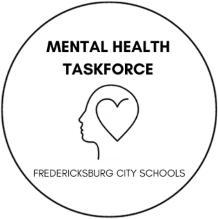 Mental Health Taskforce logo for Fredericksburg City Schools with a head outline and heart icon