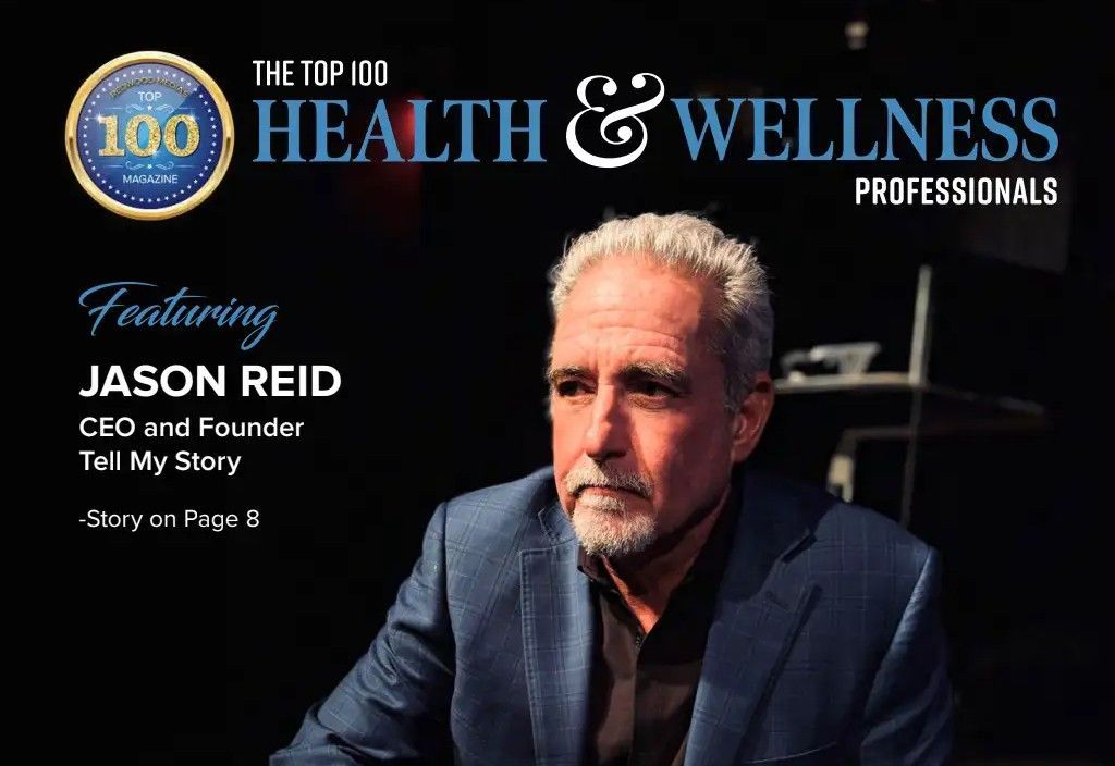 Portrait of Jason Reid in a navy suit for a Health & Wellness Professionals poster