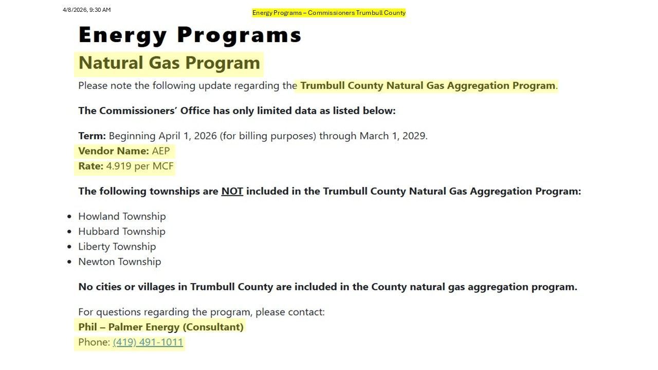Energy Program information form part 1.