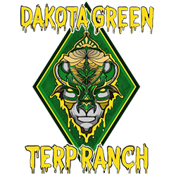 Dakota Green Terp Ranch logo with green diamond, stylized face, and yellow lettering