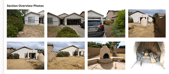 A collage of pictures of a house with a car parked in front of it