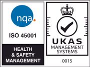 NQA ISO 45001 Health & Safety Management and UKAS certification logos