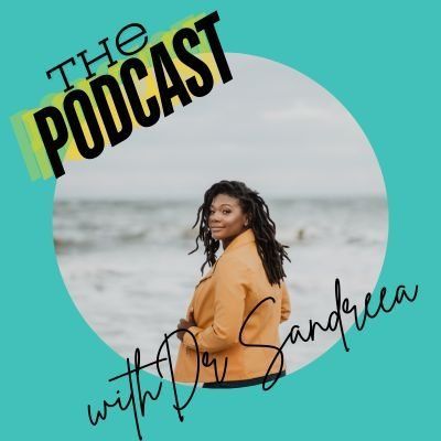 A woman in a yellow jacket is on the cover of a podcast