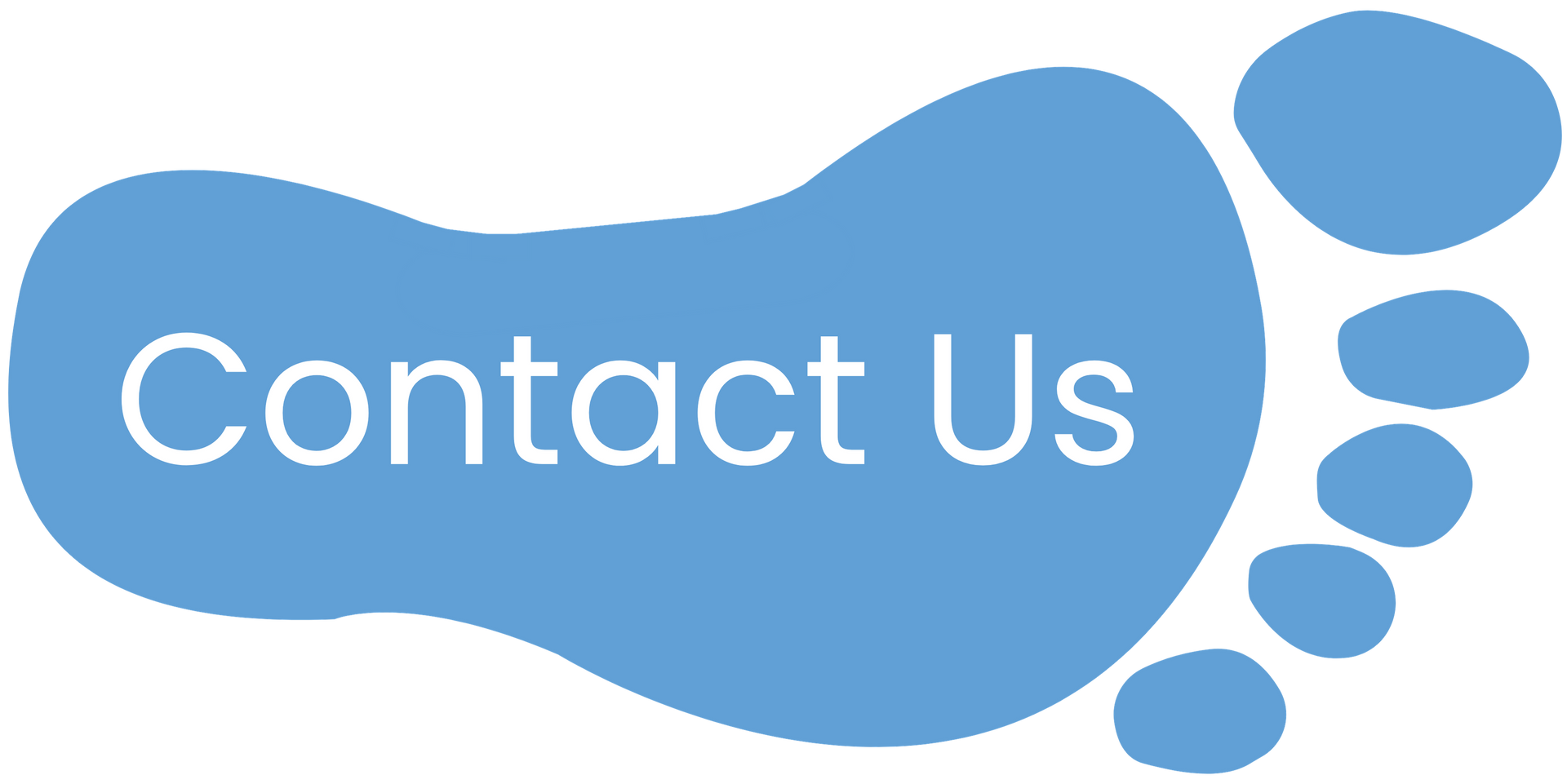 Blue “Contact Us” button with white text and a paw-print shape on the right