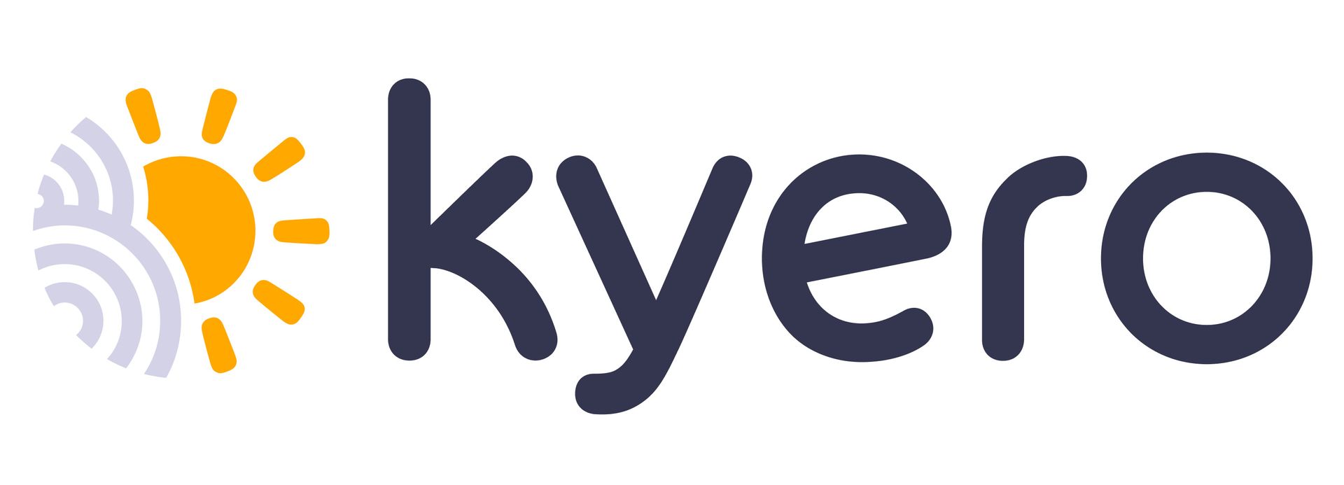 A logo for kyero with a sun in the middle