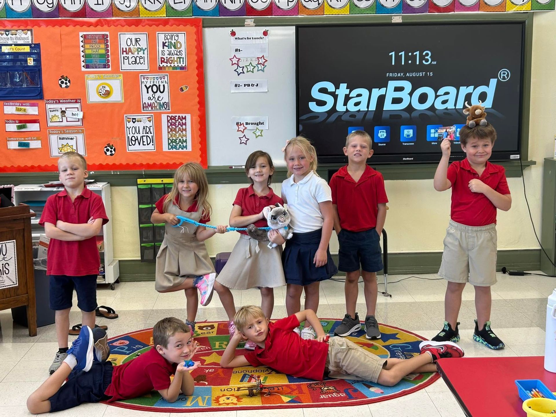 Elementary students in class at St. Rose of Lima Catholic School