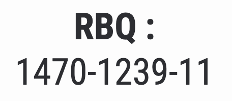 Étiquette RBQ avec le numéro 1470-1239-11 en caractères noirs sur fond clair