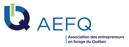 Logo de l’AEFQ, Association des entrepreneurs en forage du Québec, en bleu et vert.