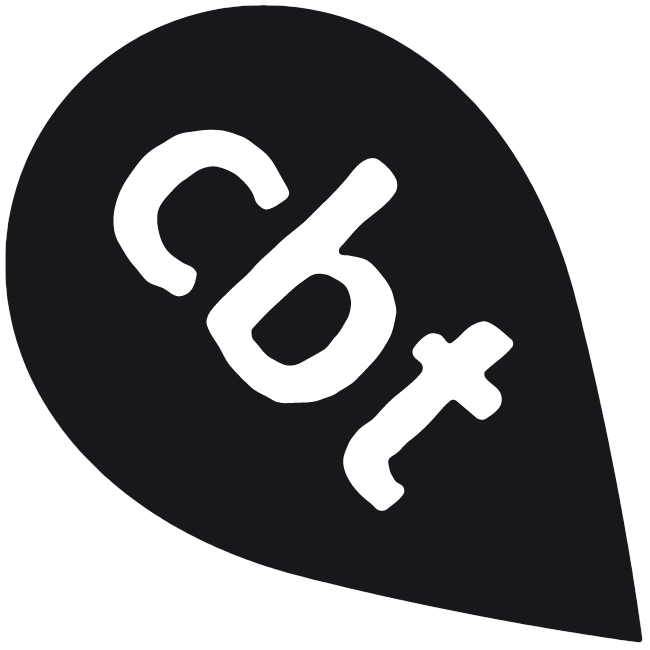 Ein schwarzer Kreis mit dem Wort CBT darauf