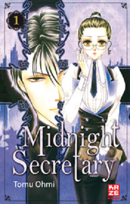 Auf dem Cover von Midnight Secretary stehen ein Mann und eine Frau nebeneinander.