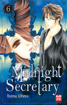 Ein Mann und eine Frau küssen sich auf dem Cover eines Mangas namens „Midnight Secretary“.