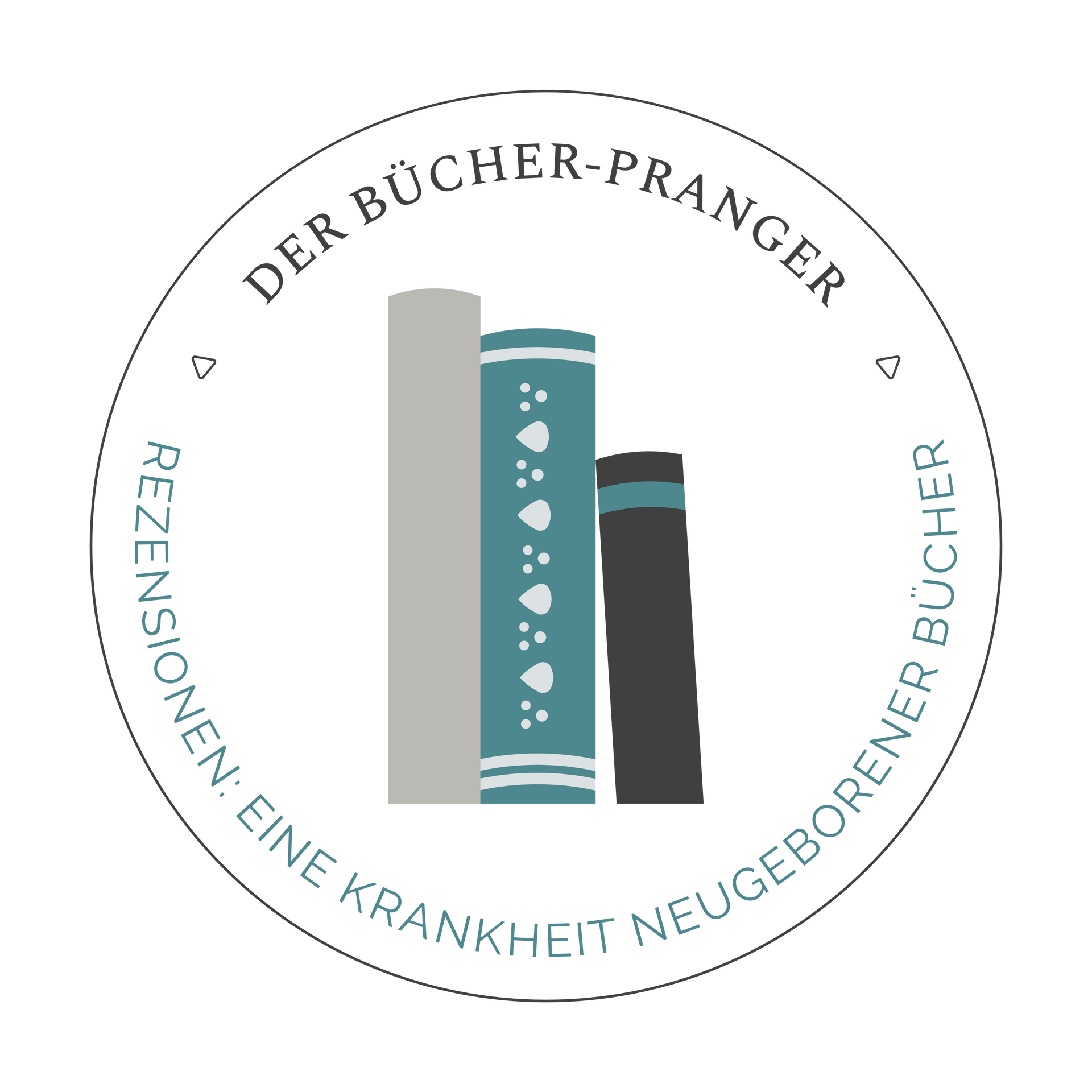 Das Logo von „Der Bücher-Pranger“ zeigt drei übereinander gestapelte Bücher.