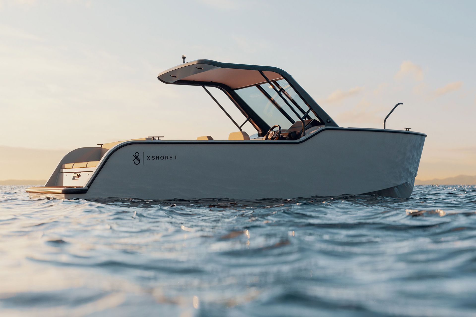 A boat is floating on top of a body of water.