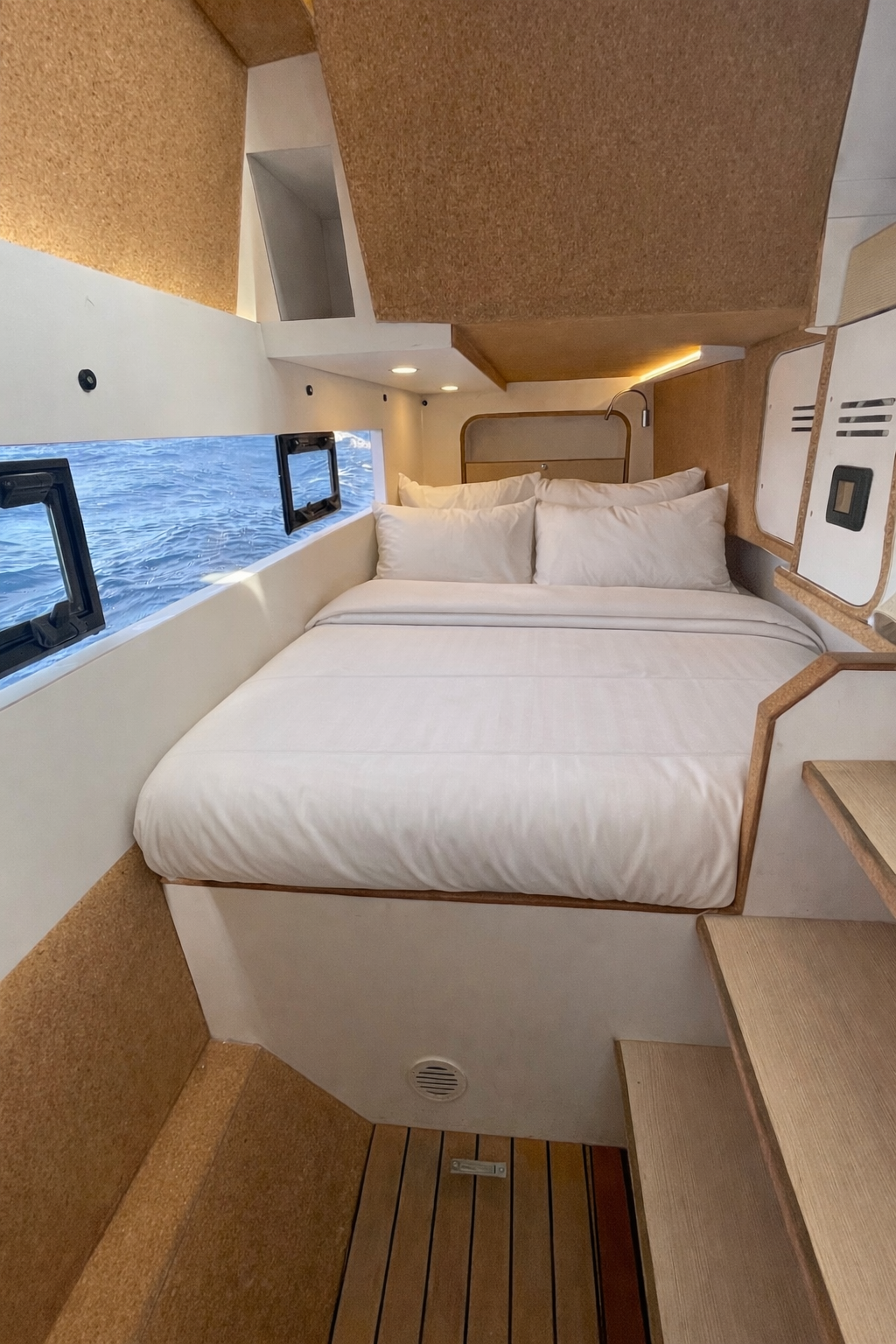 M10 Cabin 1 full bed ocean out the window cork interior