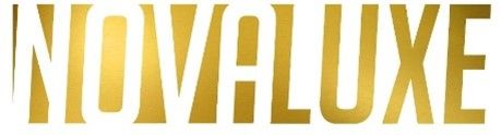 The word novaluxe is written in gold on a white background